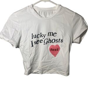 Lucky me I see Ghosts Tee shirt/ Crop top